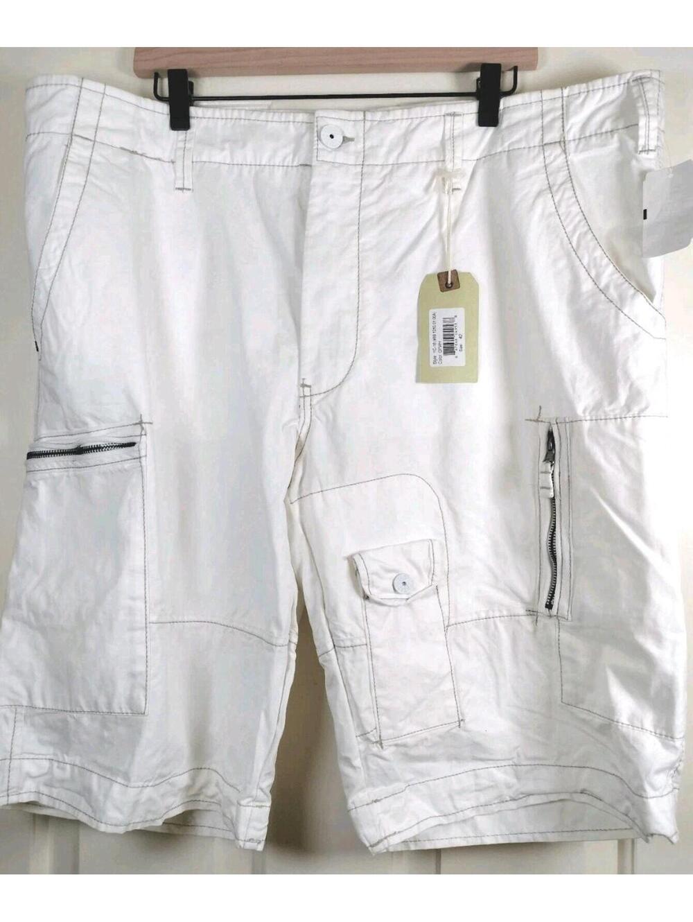 NWT Jetlag Organic Cotton Cargo Shorts Mens 42 Off White Tactical Utility‎ Pkts